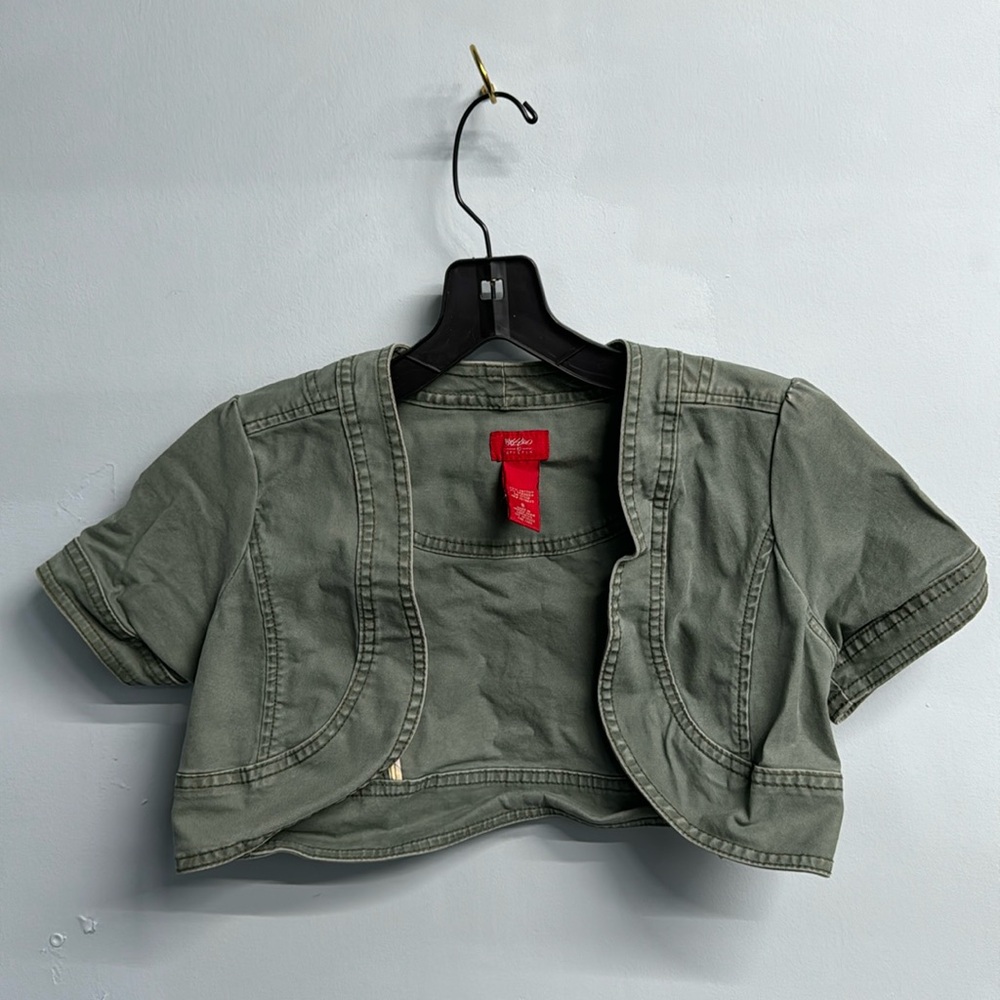 Like New - Mossimo - Y2K Cropped Jean Jacket in Olive Green - Size Small